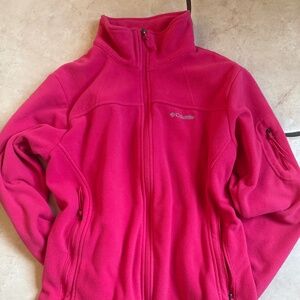 Columbia Pink Fleece Jacket Full Zip Women’s Size L Cozy Lightweight